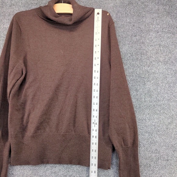 Carole Little Womens Pullover Knit Turtleneck Sweater Brown Large Italian Merino - Picture 12 of 14